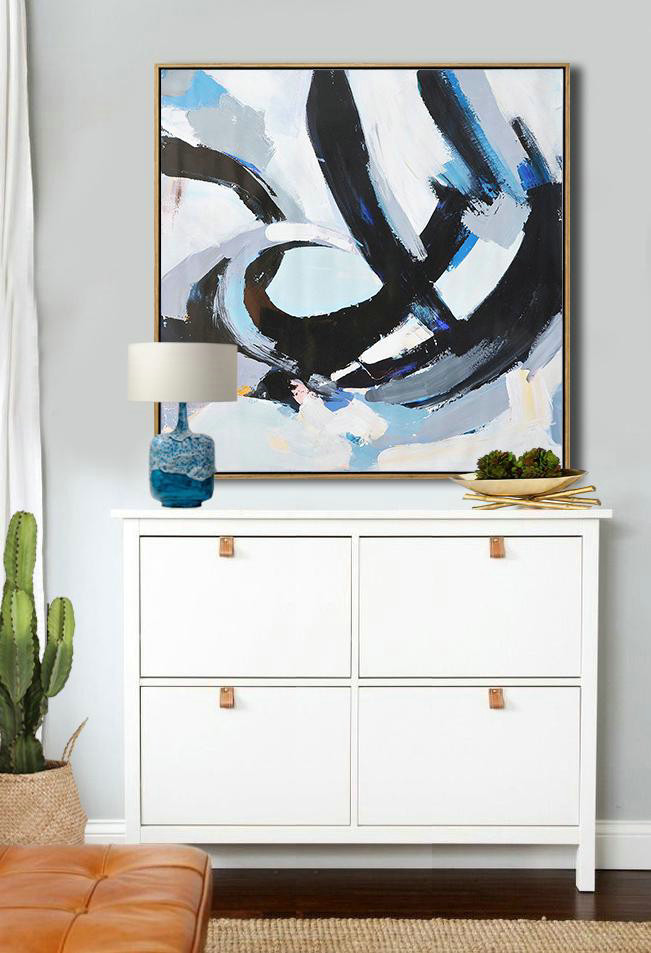 Large Abstract Art Handmade Oil Painting,Oversized Palette Knife Painting Contemporary Art On Canvas,Large Living Room Decor,White,Black,Gray.etc